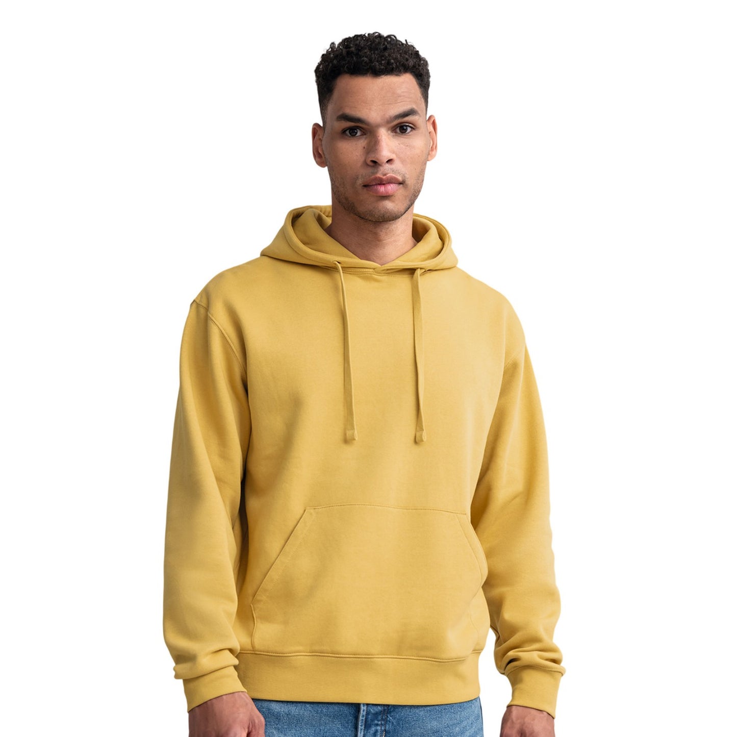 Mustard Yellow - Side - Russell Mens Authentic Plain Hoodie