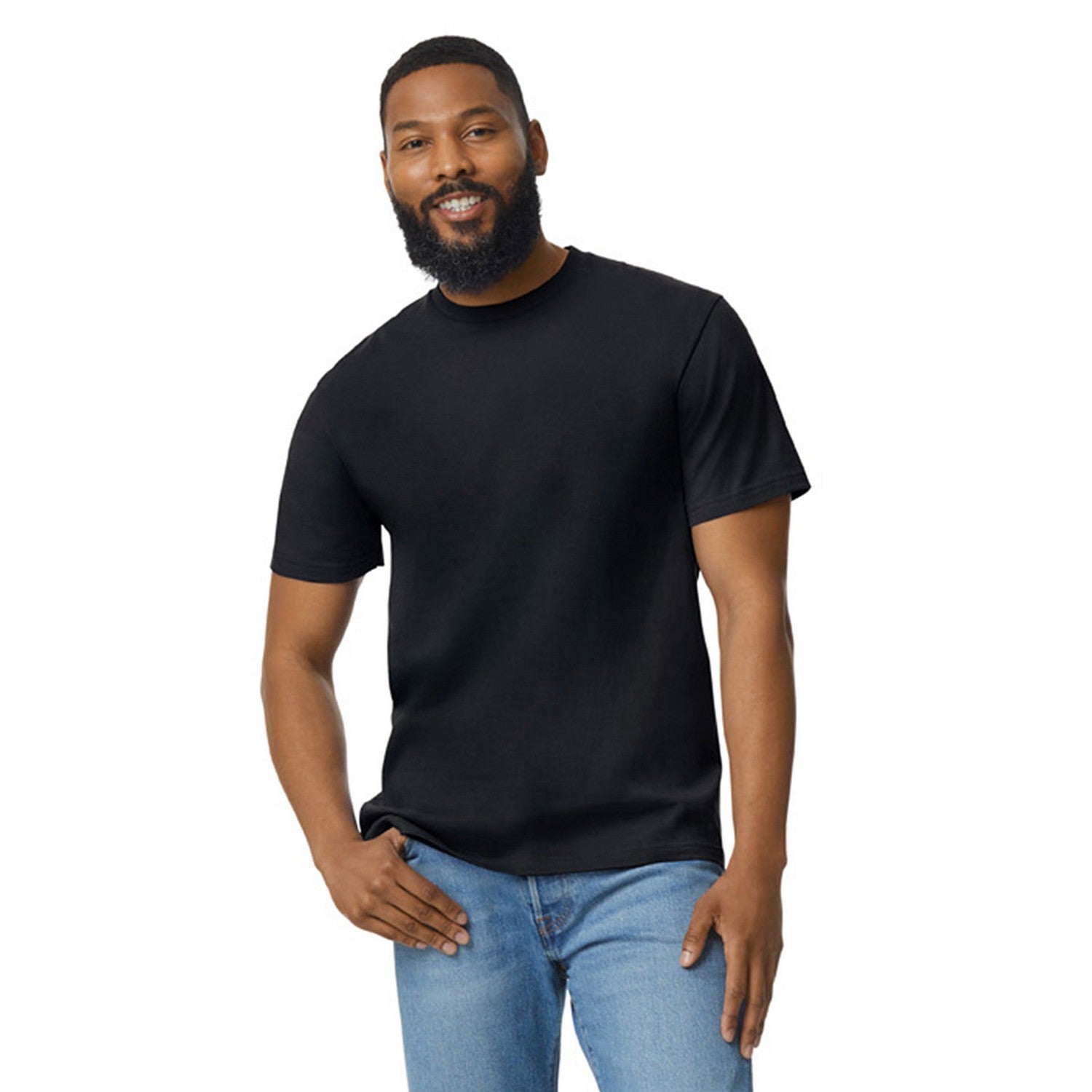 Pitch Black - Back - Gildan Mens Softstyle Enzyme Washed Midweight T-Shirt