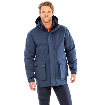 Navy - Back - Result Recycled Mens 3 in 1 Ripstop Padded Jacket
