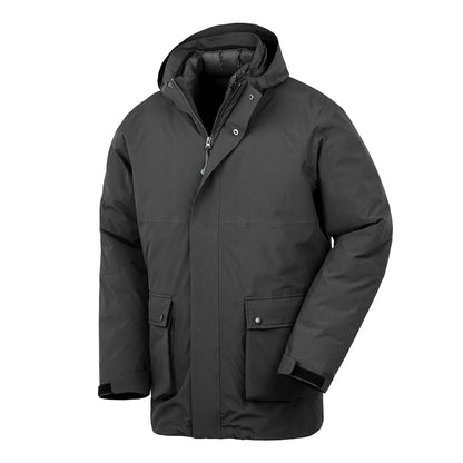 Black - Front - Result Recycled Mens 3 in 1 Ripstop Padded Jacket