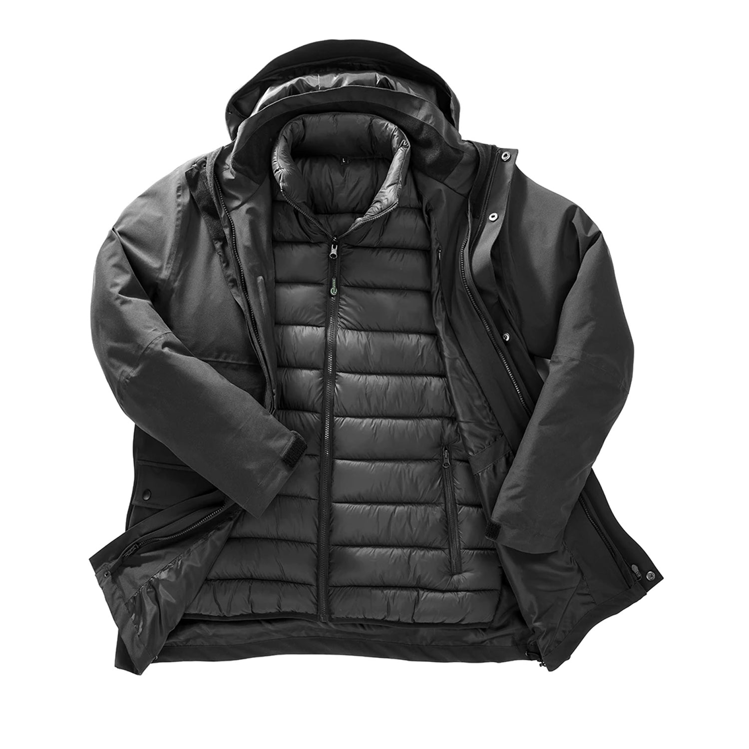 Black - Side - Result Recycled Mens 3 in 1 Ripstop Padded Jacket