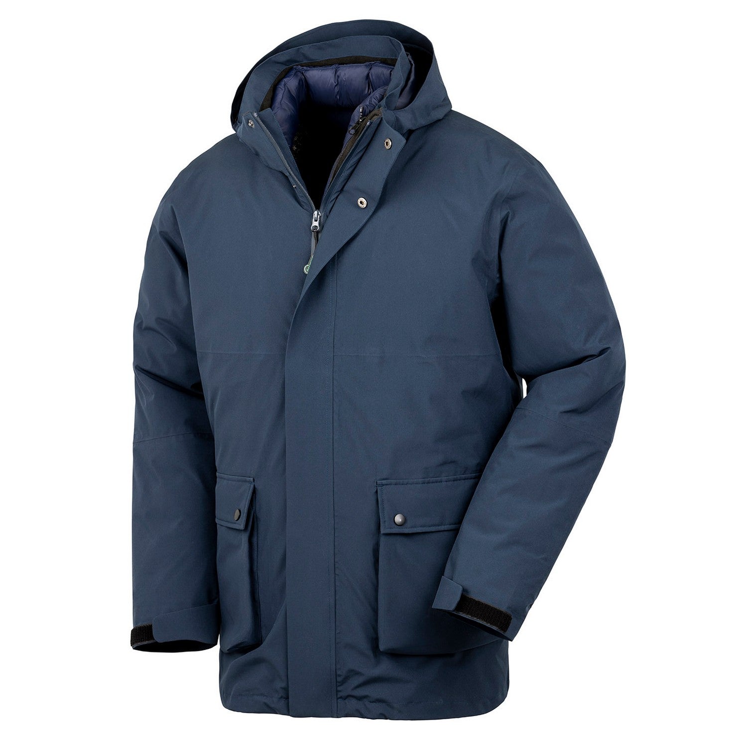 Navy - Front - Result Recycled Mens 3 in 1 Ripstop Padded Jacket