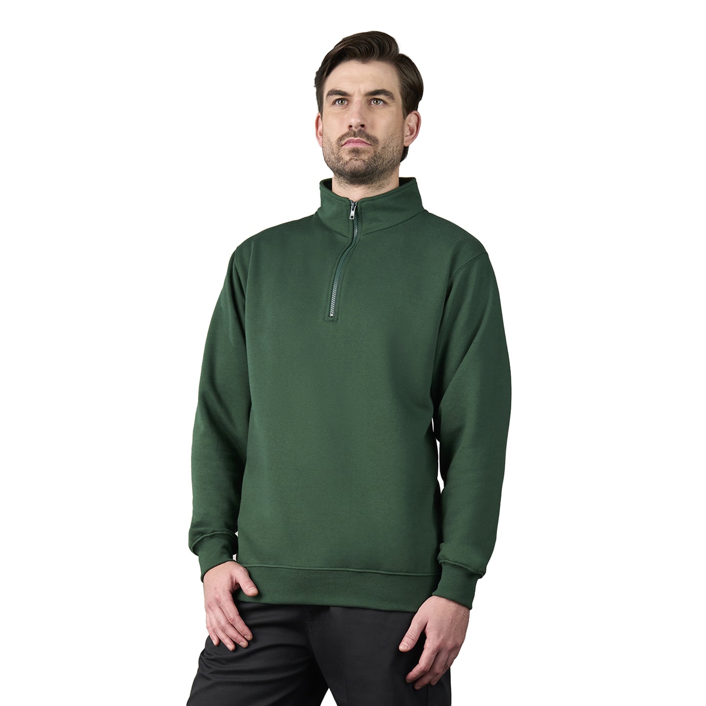 Bottle Green - Back - PRO RTX Mens Quarter Zip Sweatshirt
