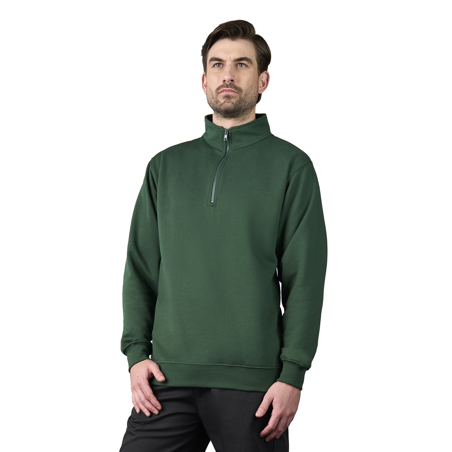 Bottle Green - Back - PRO RTX Mens Quarter Zip Sweatshirt