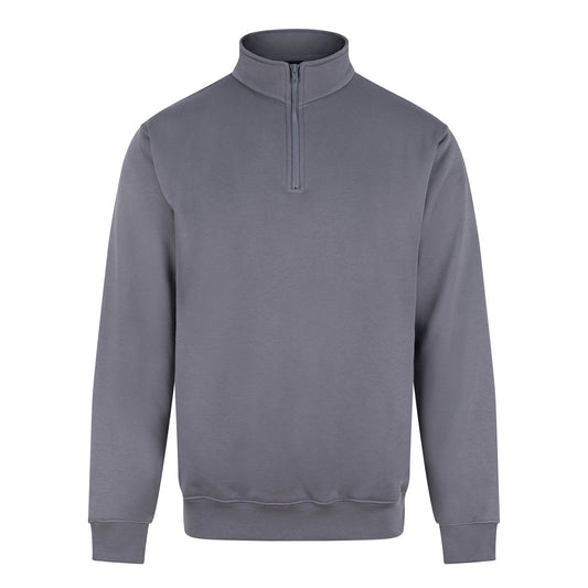 Solid Grey - Front - PRO RTX Mens Quarter Zip Sweatshirt