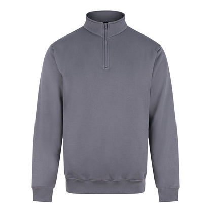 Solid Grey - Front - PRO RTX Mens Quarter Zip Sweatshirt