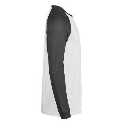 White-Black - Side - Tee Jays Mens Unlabeled Baseball Long-Sleeved T-Shirt