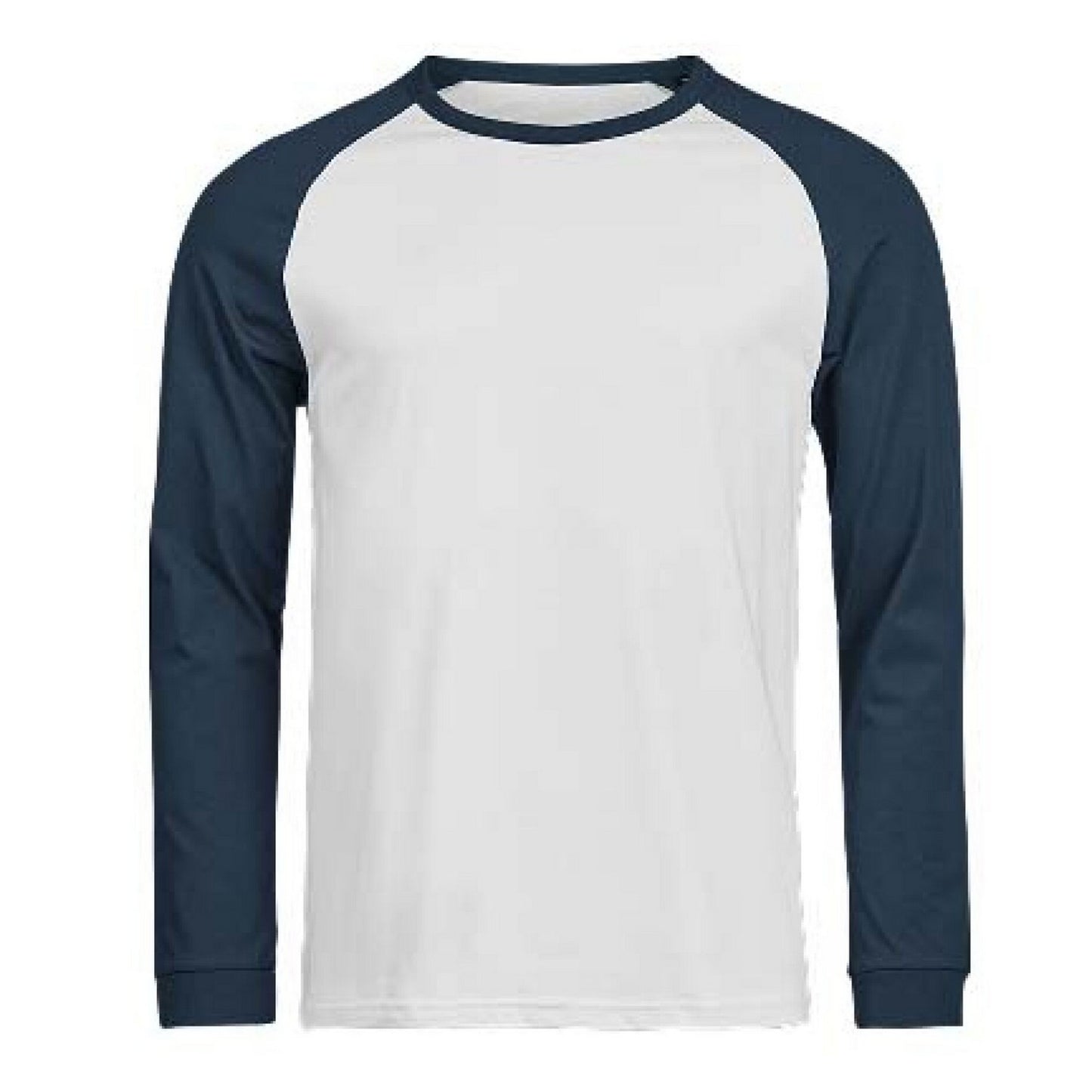 White-Ink - Front - Tee Jays Mens Unlabeled Baseball Long-Sleeved T-Shirt