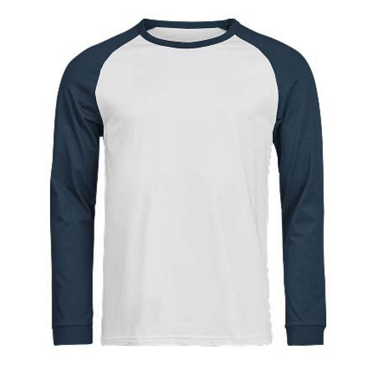 White-Ink - Front - Tee Jays Mens Unlabeled Baseball Long-Sleeved T-Shirt