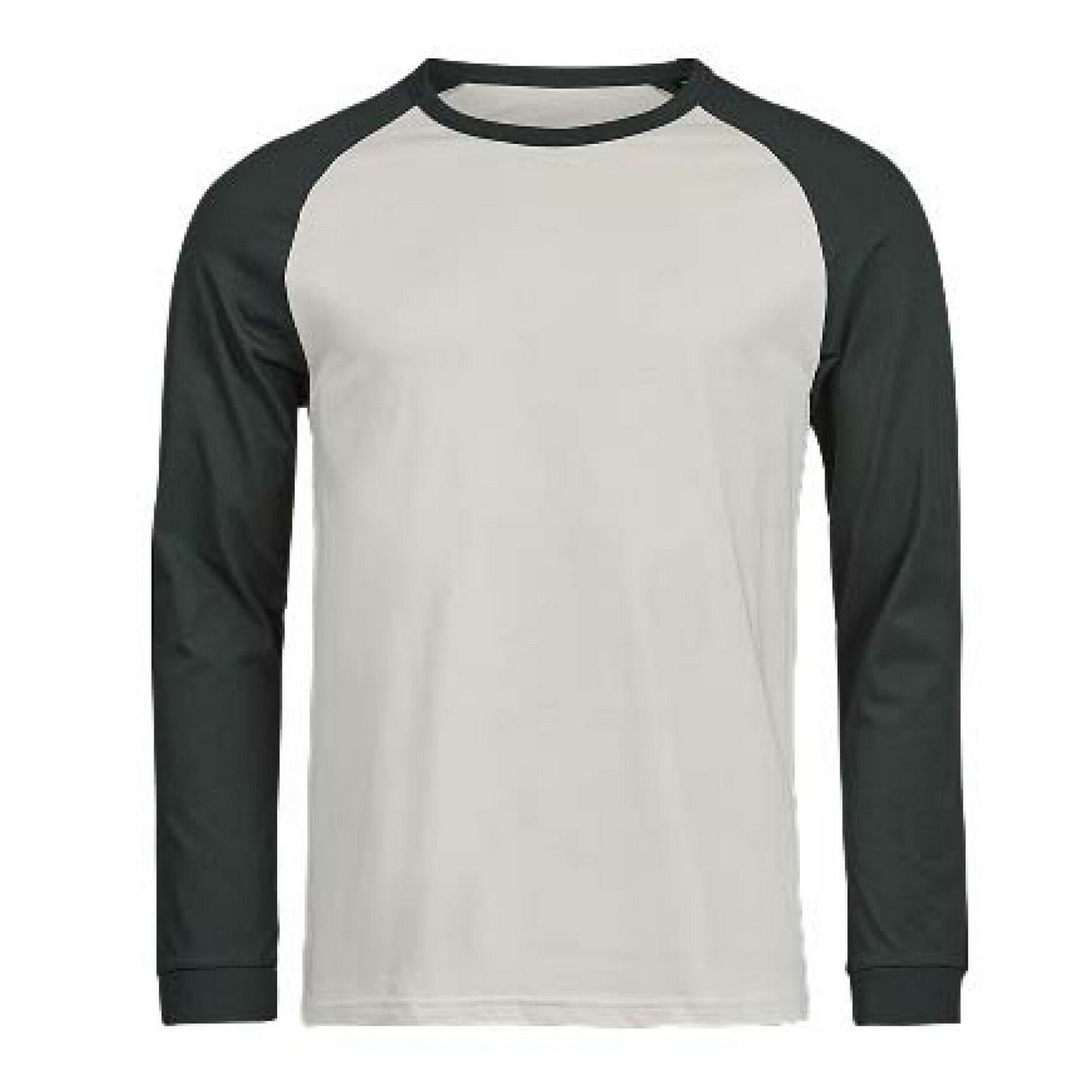 Cement-Dark Green - Front - Tee Jays Mens Unlabeled Baseball Long-Sleeved T-Shirt