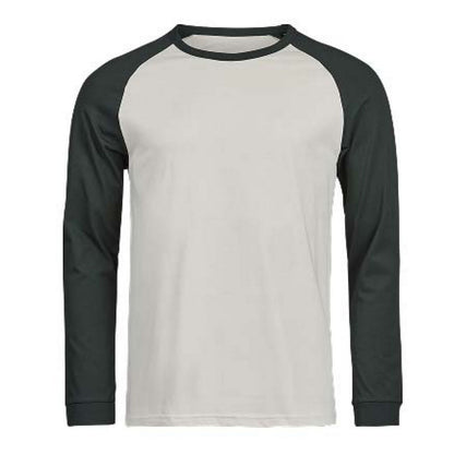 Cement-Dark Green - Front - Tee Jays Mens Unlabeled Baseball Long-Sleeved T-Shirt