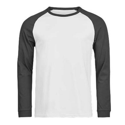 White-Black - Front - Tee Jays Mens Unlabeled Baseball Long-Sleeved T-Shirt