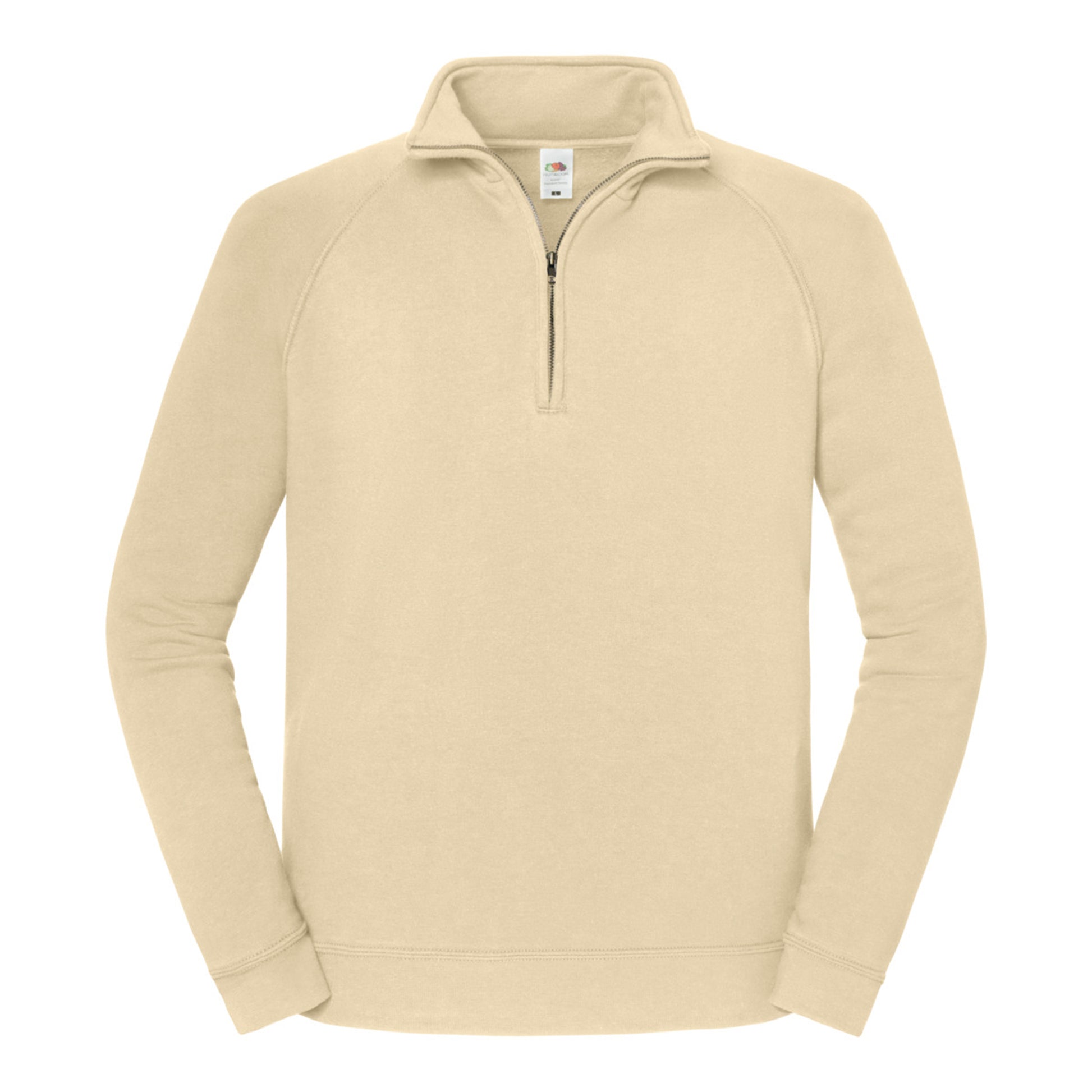 Desert Sand - Front - Fruit of the Loom Mens Iconic Premium Quarter Zip Sweatshirt