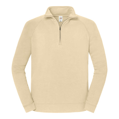 Desert Sand - Front - Fruit of the Loom Mens Iconic Premium Quarter Zip Sweatshirt