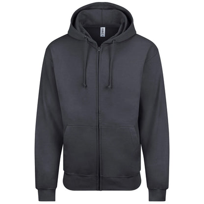 Solid Charcoal - Front - Awdis Mens Plain Full Zip Hoodie
