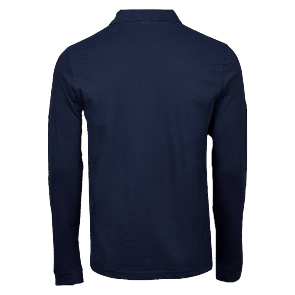 Navy - Back - Tee Jays Mens Pima Cotton Long-Sleeved Polo Shirt