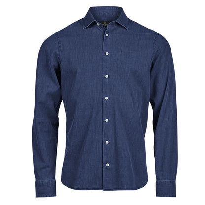 Blue Denim - Front - Tee Jays Mens Plain Denim Shirt