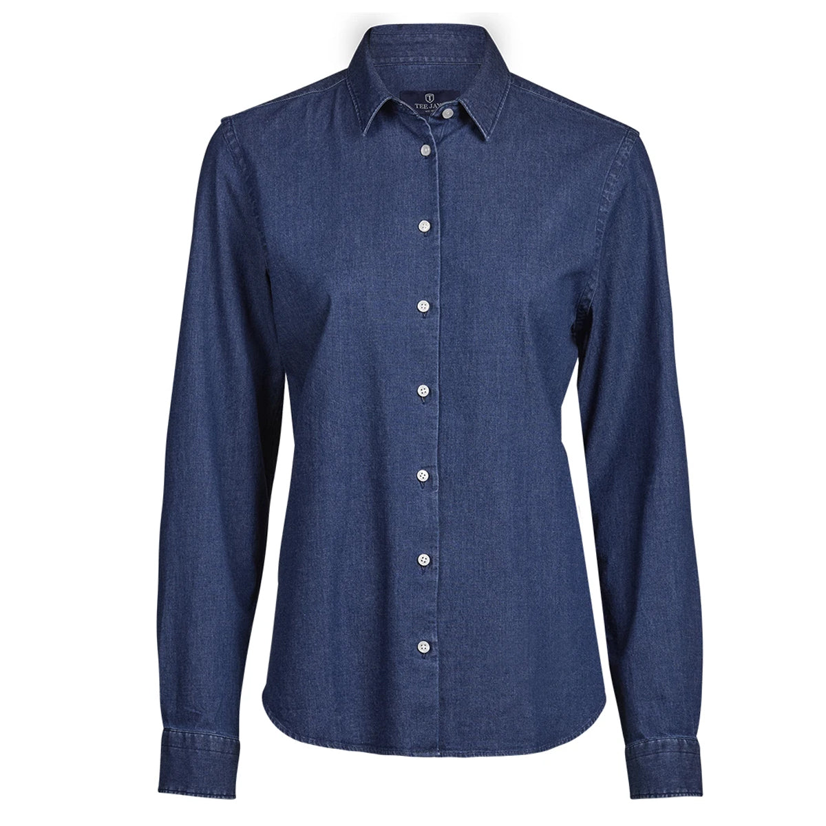 Blue Denim - Front - Tee Jays Womens-Ladies Denim Shirt