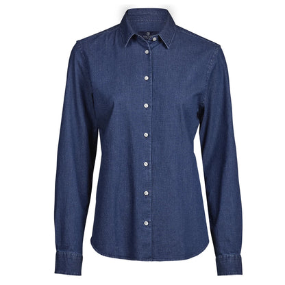 Blue Denim - Front - Tee Jays Womens-Ladies Denim Shirt