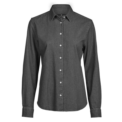 Black Denim - Front - Tee Jays Womens-Ladies Denim Shirt