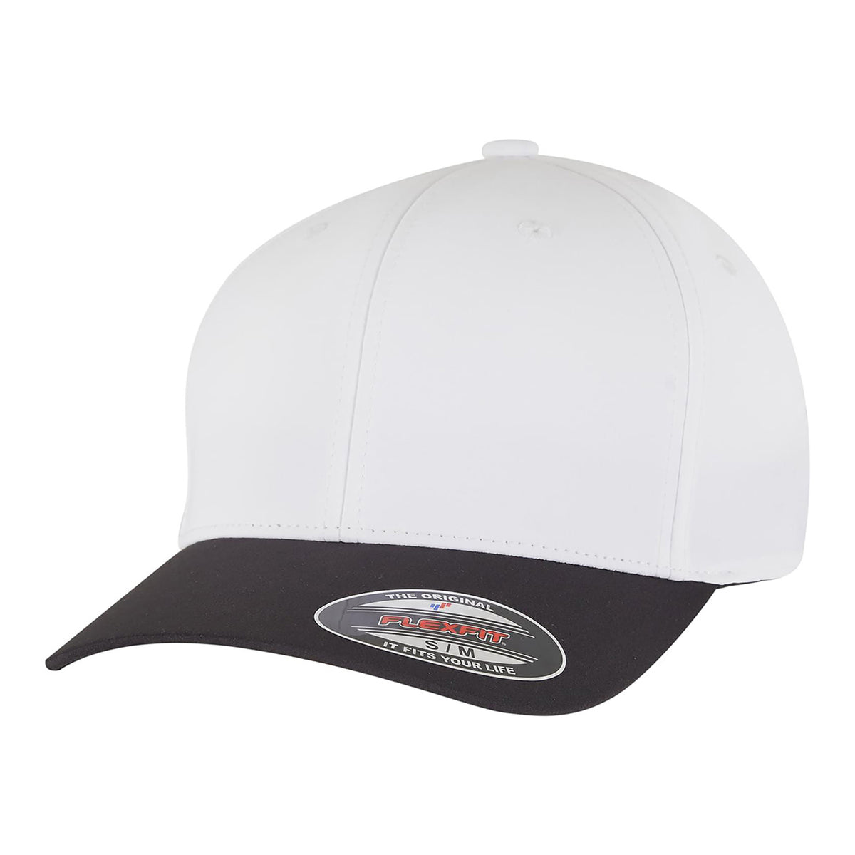 Black-White - Front - Flexfit Logo Water Repellent Baseball Cap