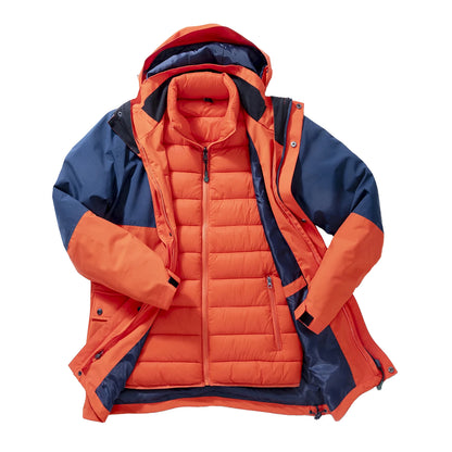 Navy-Orange - Side - Result Recycled Mens 3 in 1 Ripstop Recycled Padded Jacket