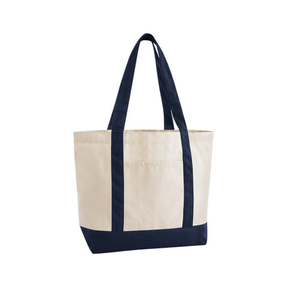 Natural-French Navy - Front - Westford Mill EarthAware Organic Tote Bag