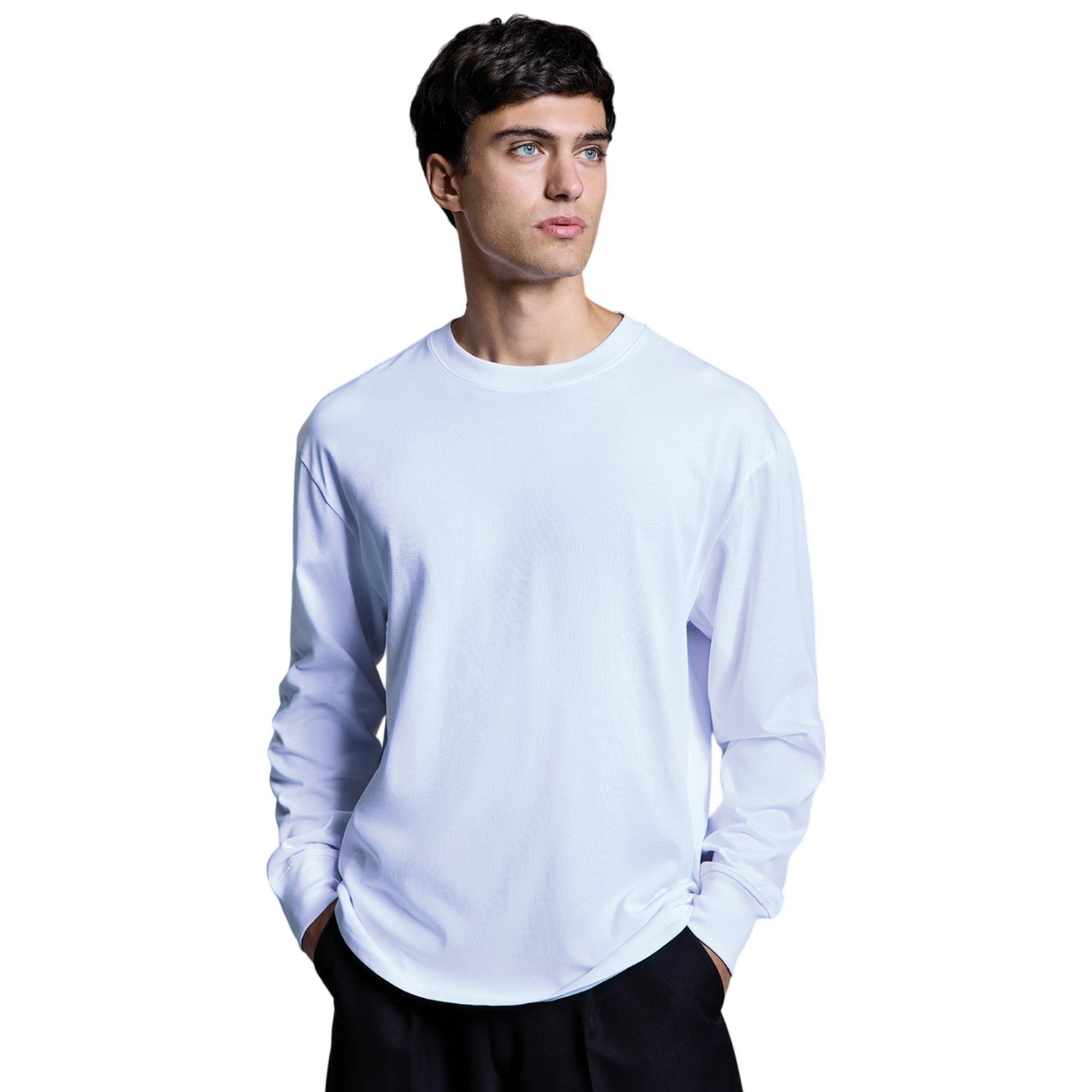 White - Back - Anthem Mens Headline Heavyweight Long-Sleeved T-Shirt