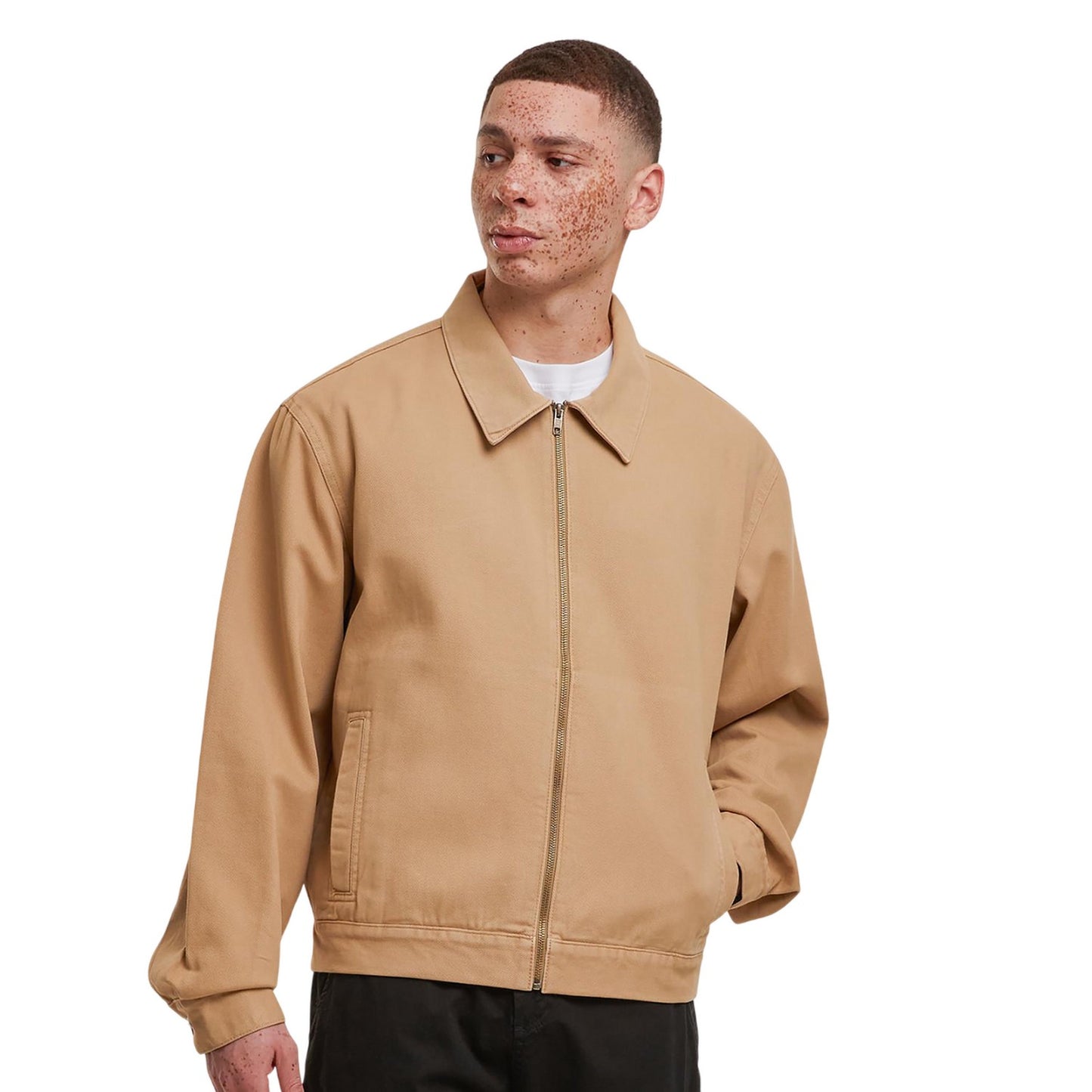 Union Beige - Back - Build Your Brand Mens Basic Work Jacket