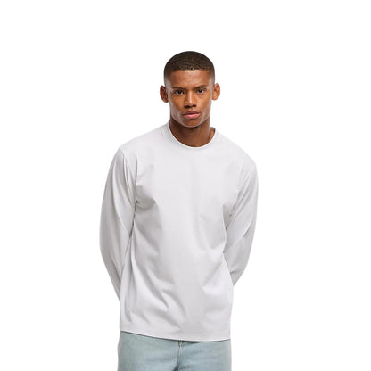 White - Back - Build Your Brand Mens Sorona Loose Long-Sleeved T-Shirt