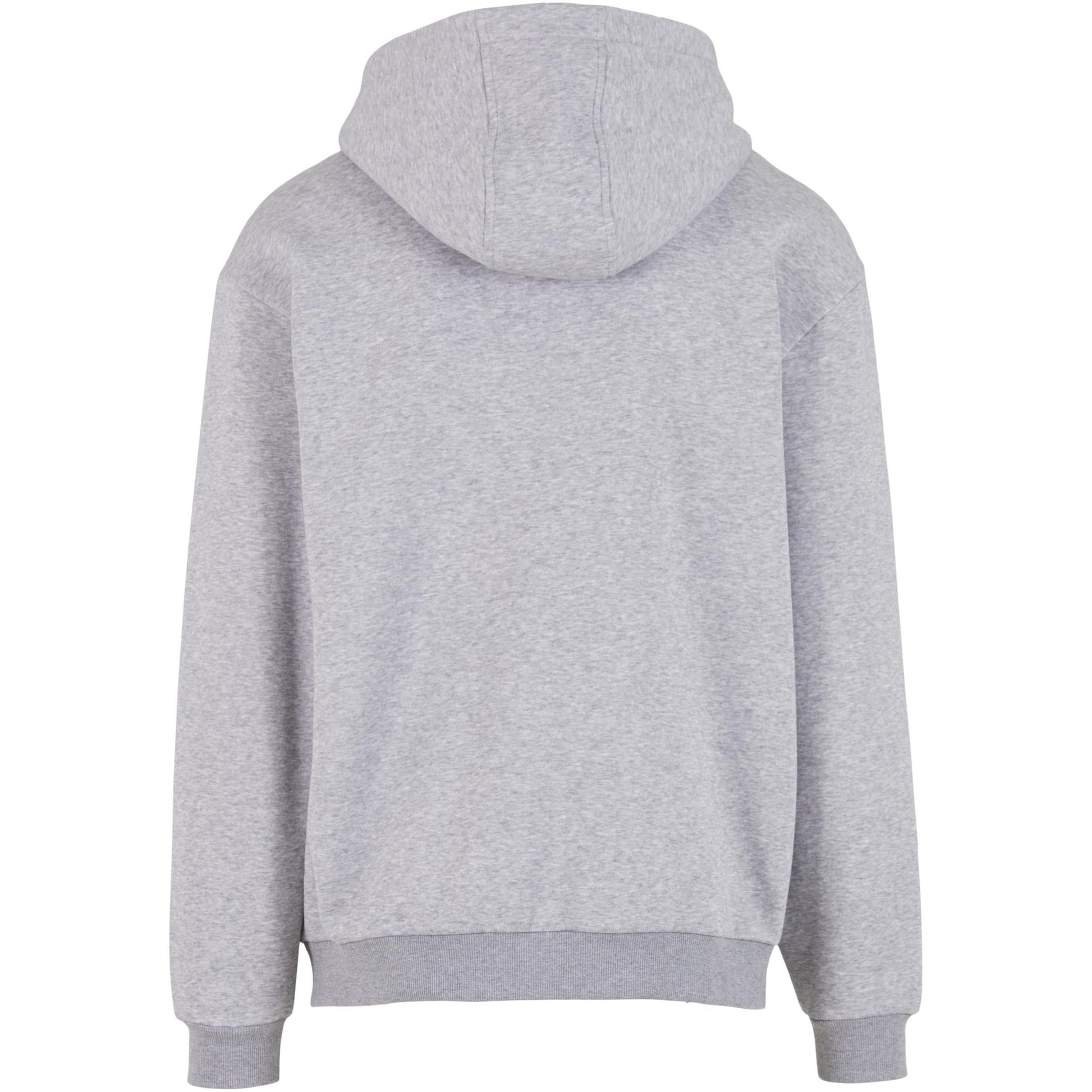 Heather Grey - Back - Build Your Brand Mens Loose Full Zip Hoodie
