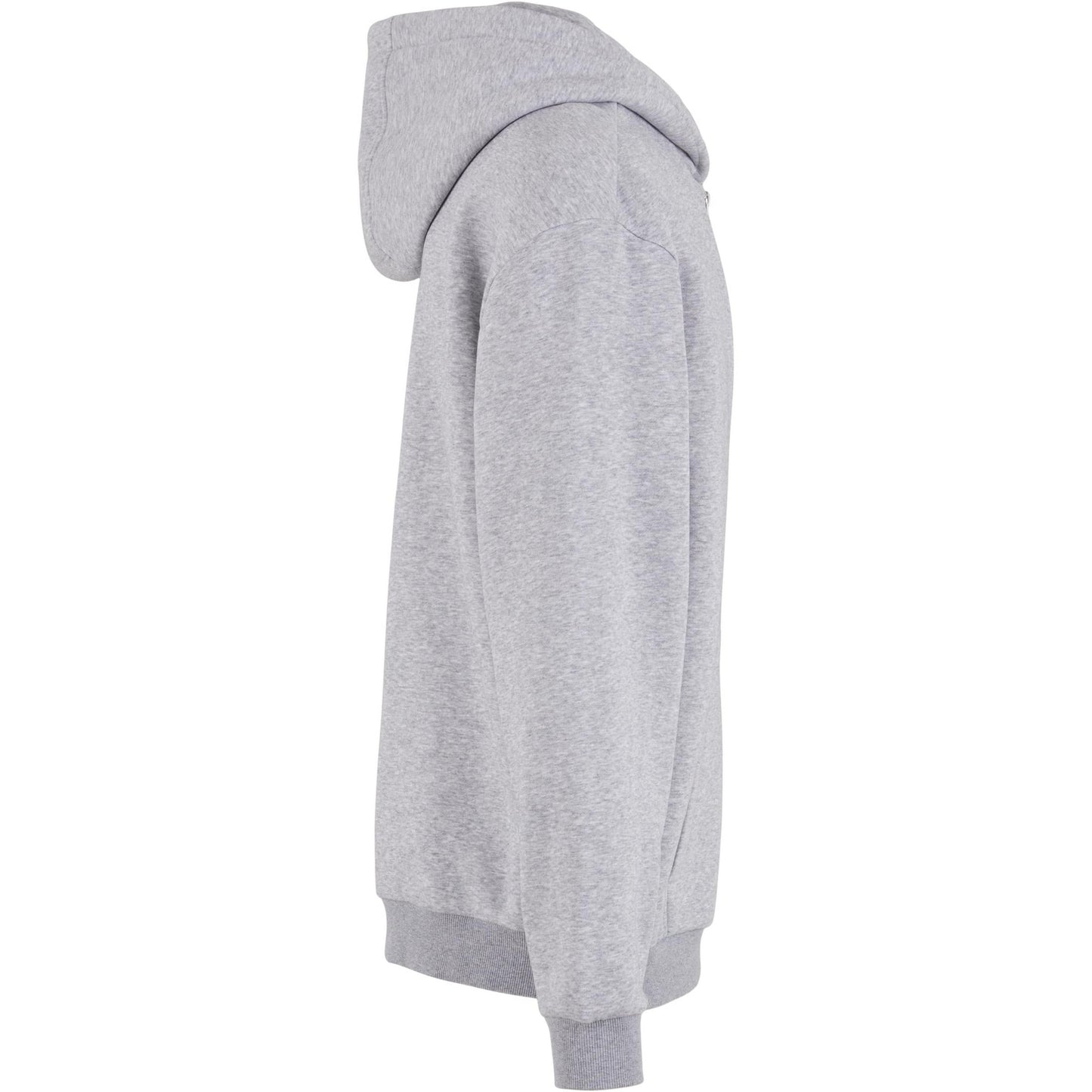 Heather Grey - Side - Build Your Brand Mens Loose Full Zip Hoodie