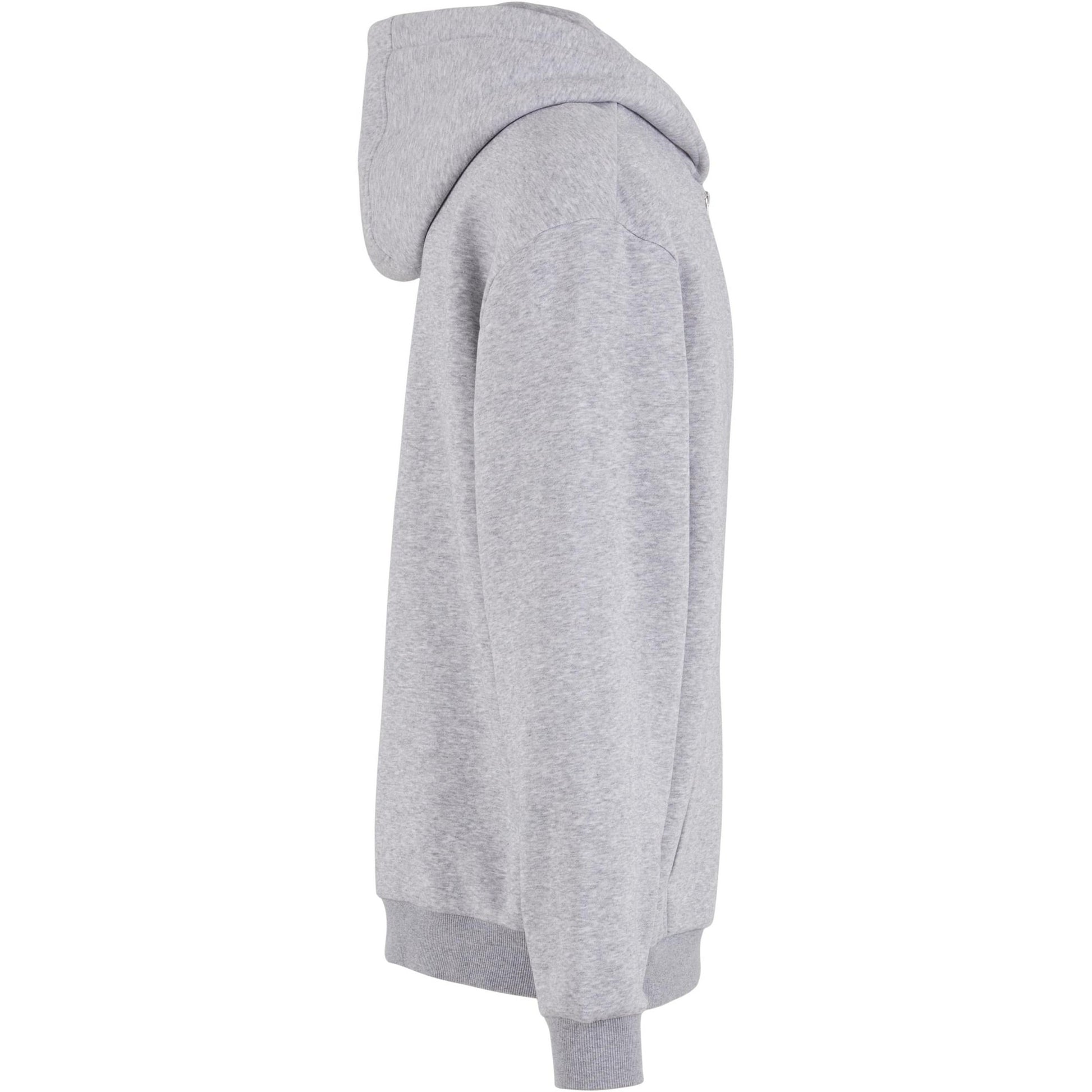 Heather Grey - Side - Build Your Brand Mens Loose Full Zip Hoodie