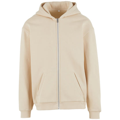 Sand - Front - Build Your Brand Mens Loose Full Zip Hoodie