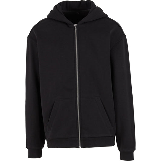 Black - Front - Build Your Brand Mens Loose Full Zip Hoodie
