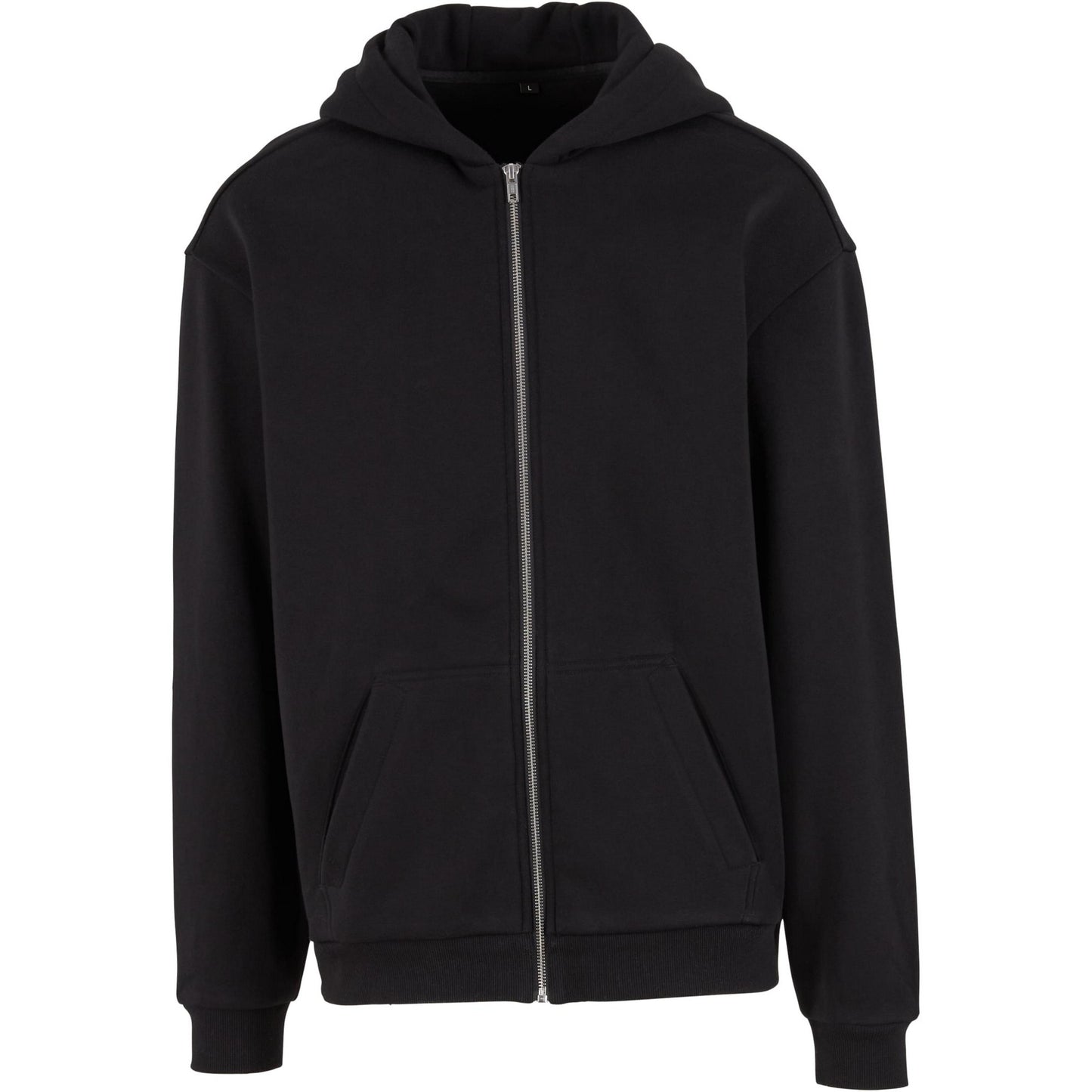Black - Front - Build Your Brand Mens Loose Full Zip Hoodie