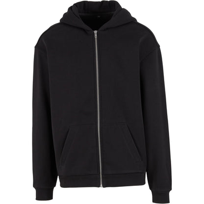 Black - Front - Build Your Brand Mens Loose Full Zip Hoodie