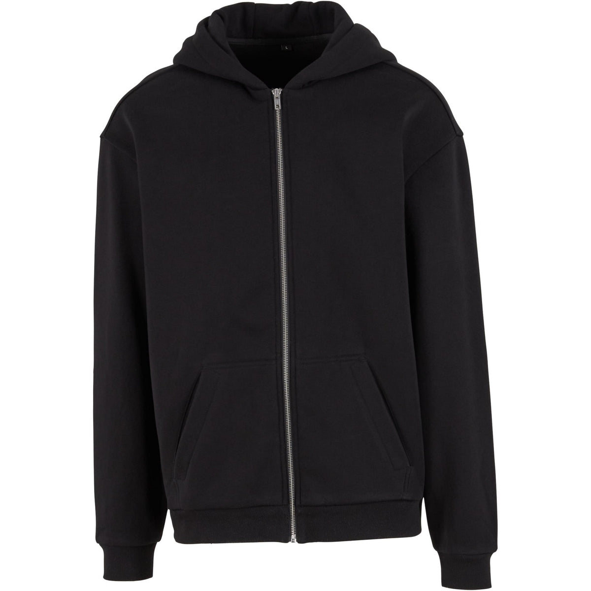 Black - Front - Build Your Brand Mens Loose Full Zip Hoodie