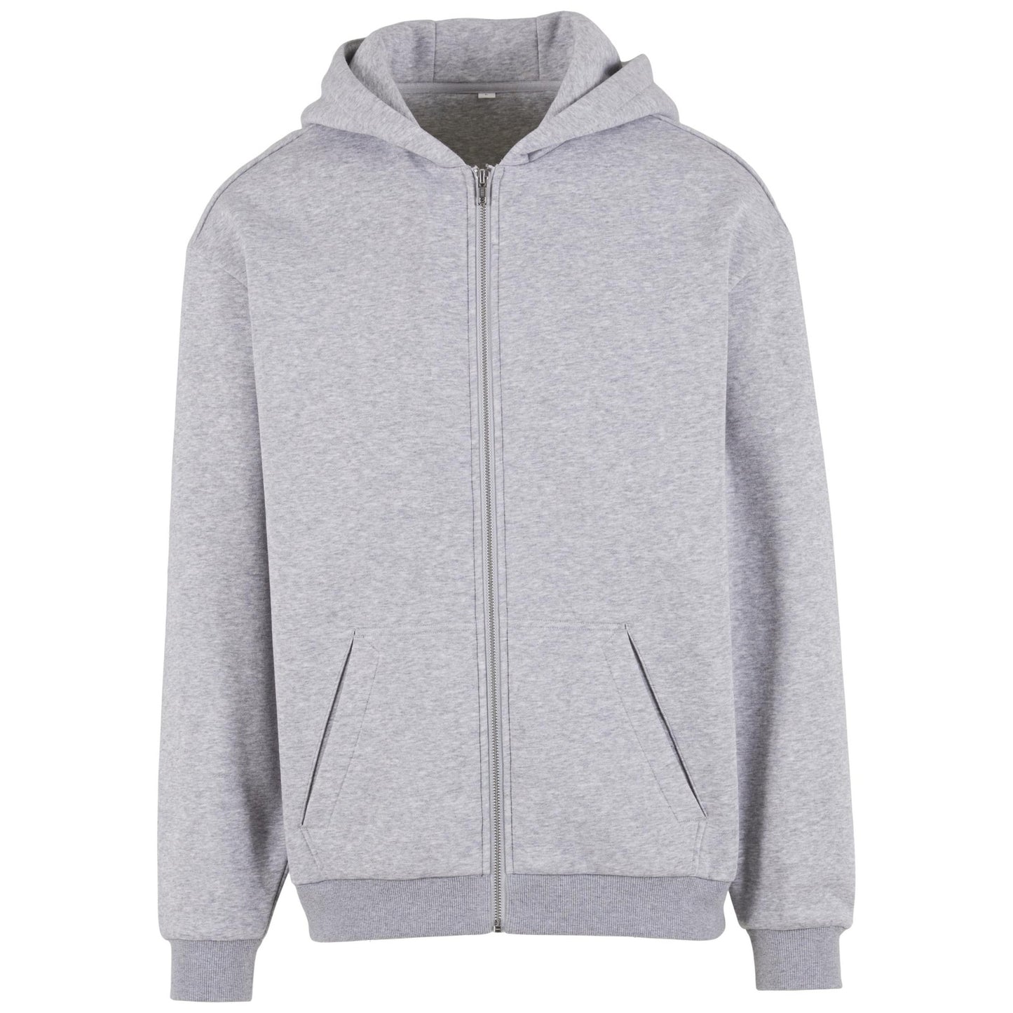 Heather Grey - Front - Build Your Brand Mens Loose Full Zip Hoodie