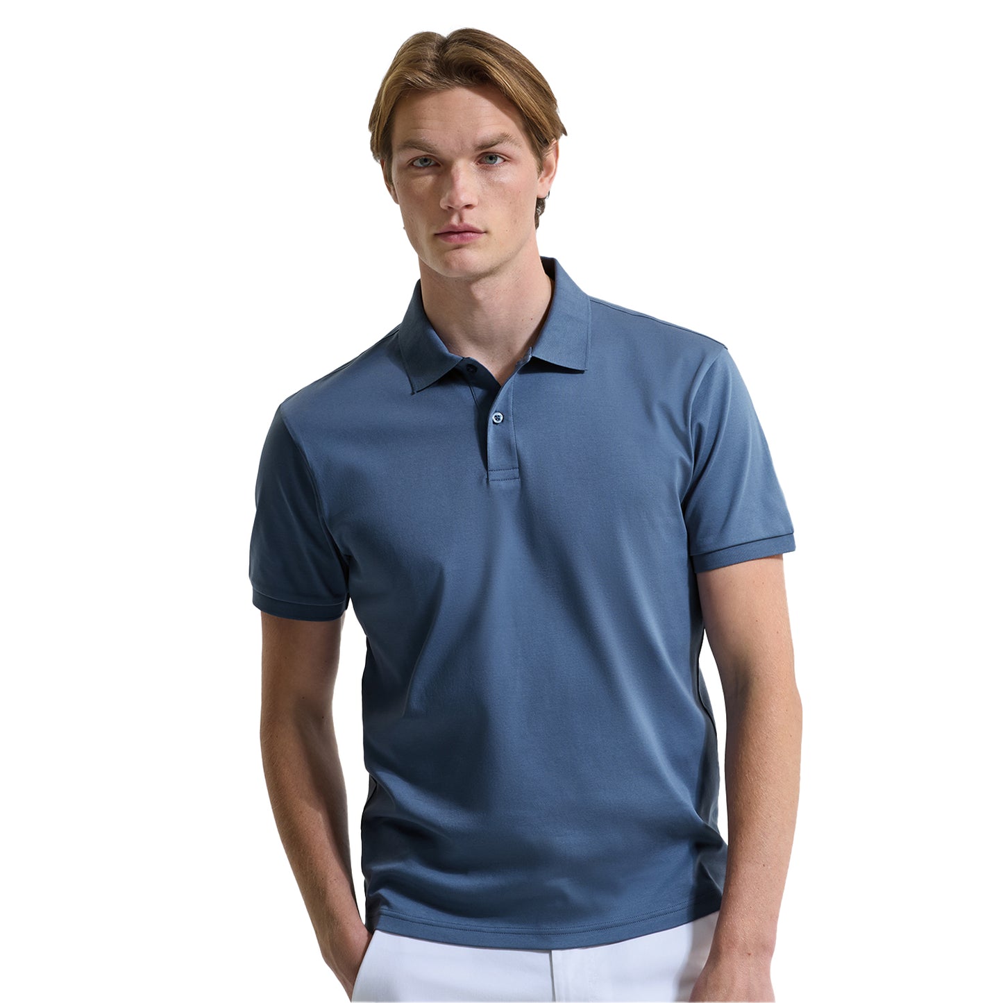 Blue Steel - Side - Asquith & Fox Mens Premium Mercerised Cotton Polo Shirt