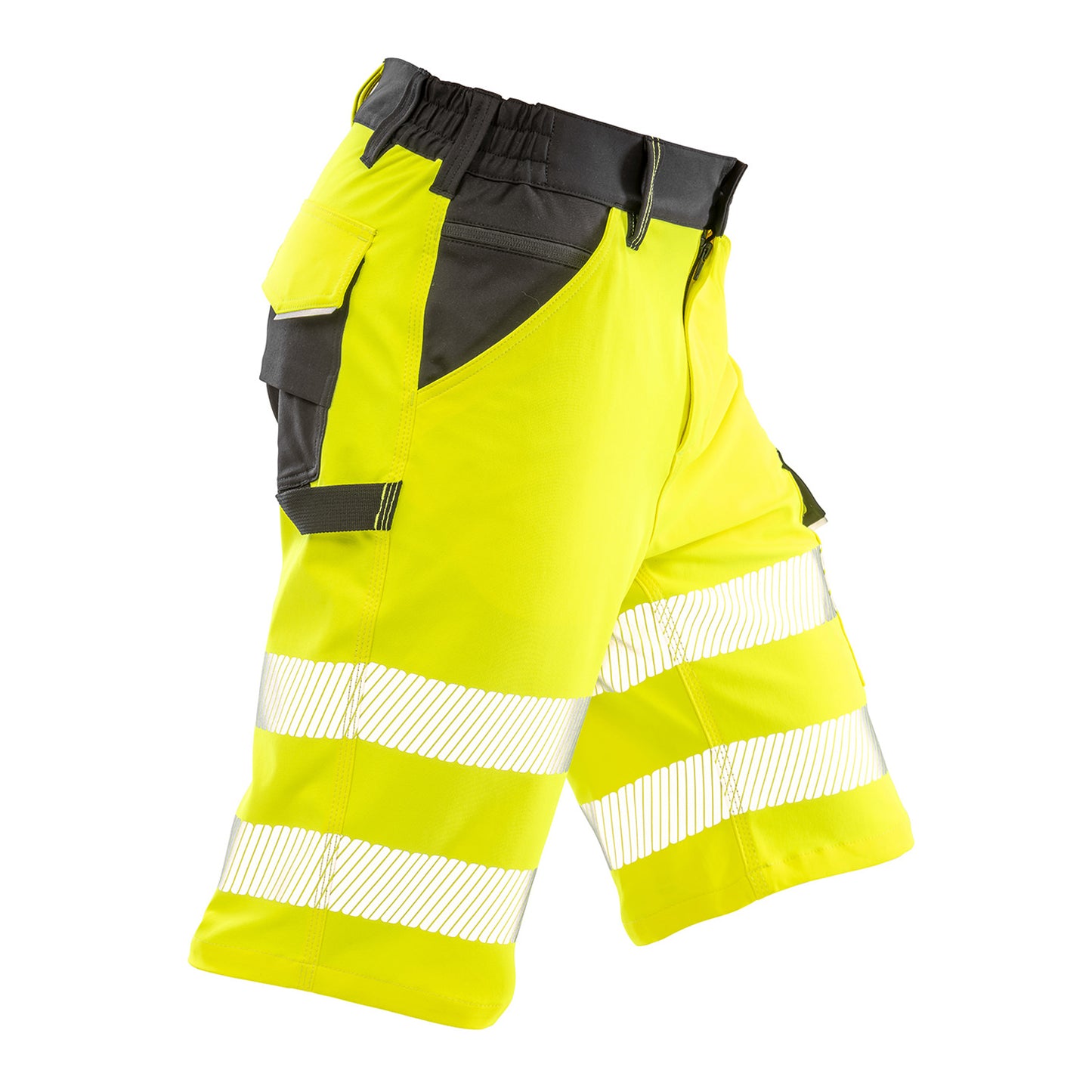 Fluorescent Yellow - Side - Result Safe-Guard Mens Dynamic Stretch Cargo Shorts