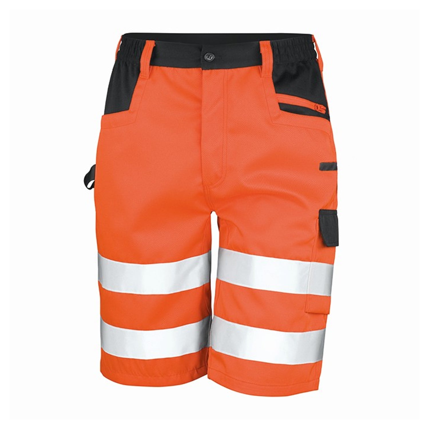 Fluorescent Orange - Front - Result Safe-Guard Mens Dynamic Stretch Cargo Shorts
