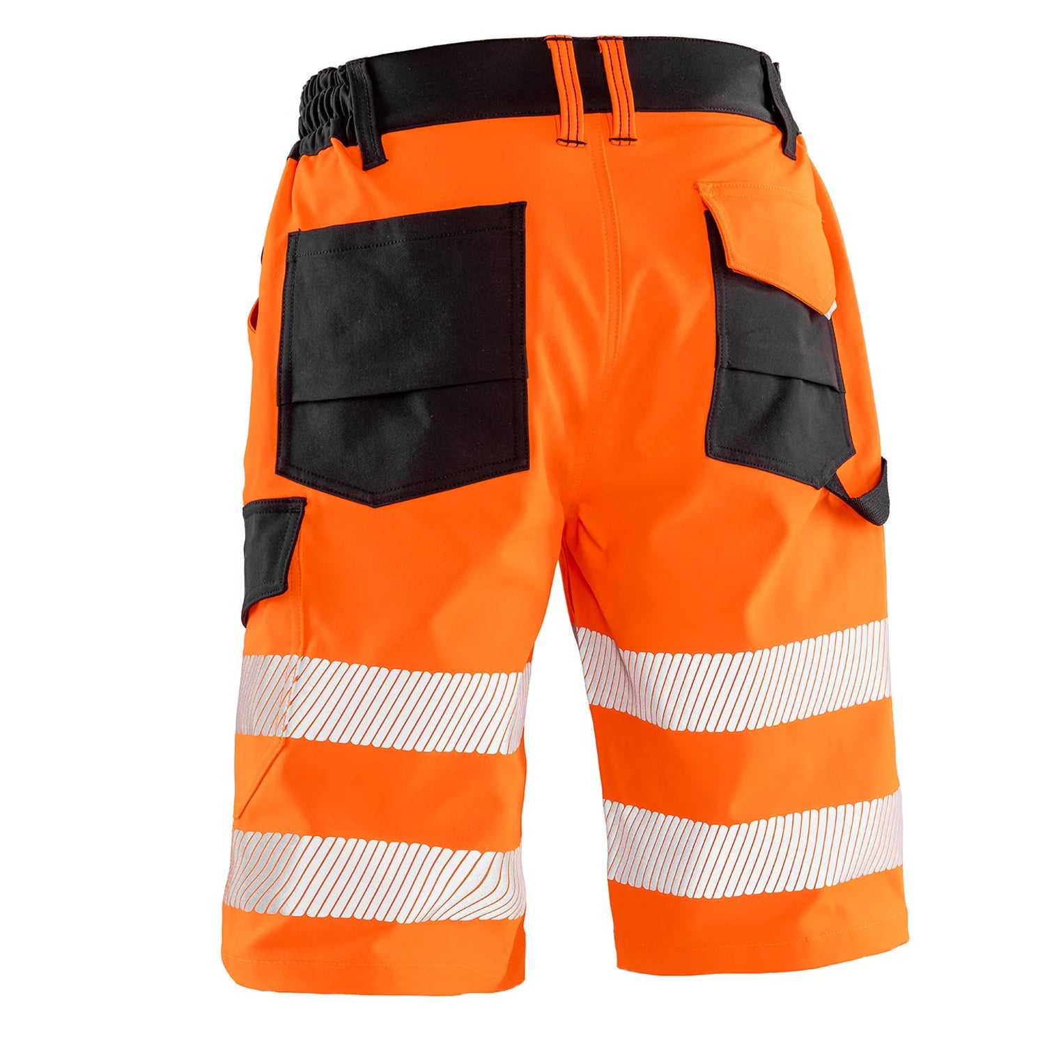 Fluorescent Orange - Back - Result Safe-Guard Mens Dynamic Stretch Cargo Shorts
