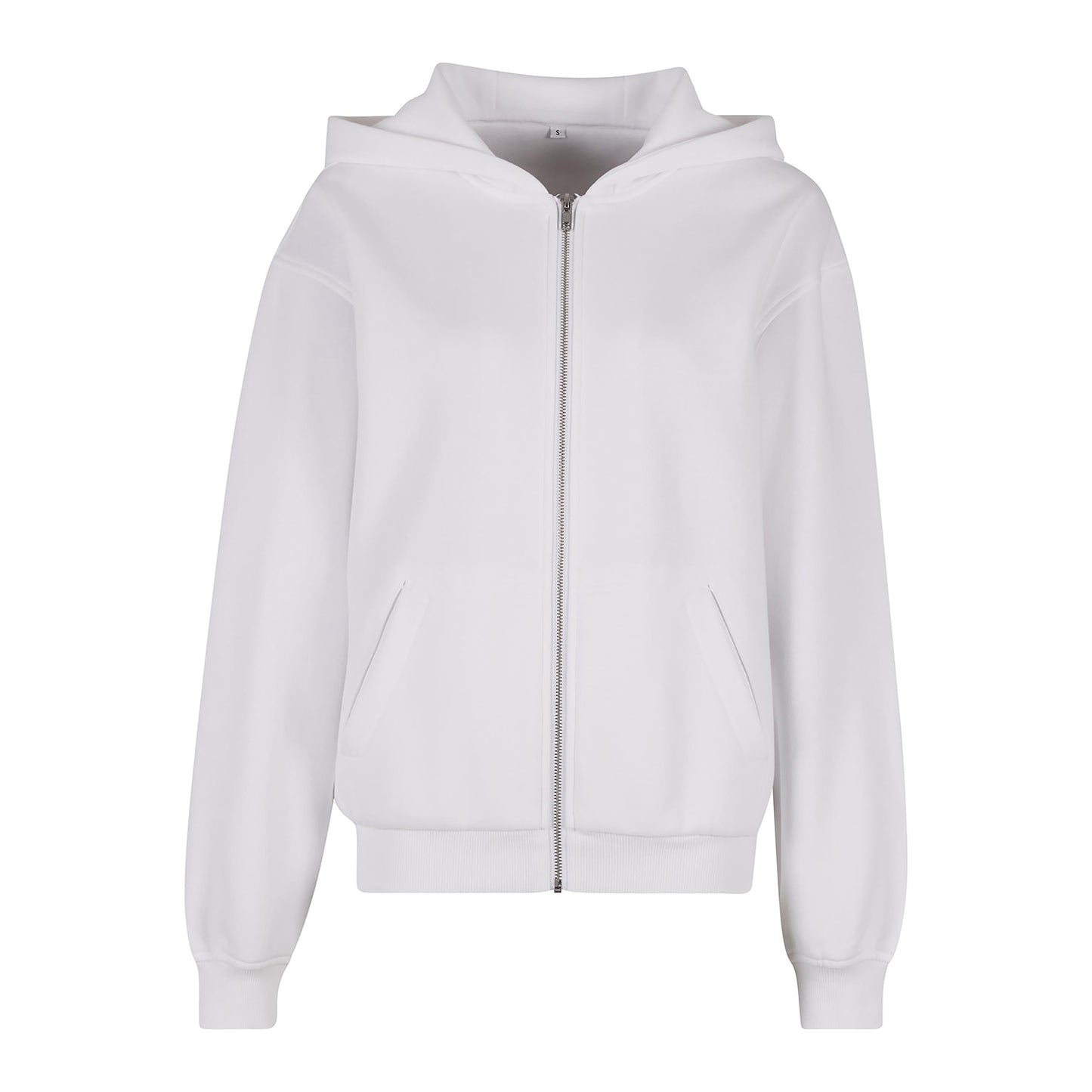 White - Front - Build Your Brand Womens-Ladies Loose Fit Full Zip Hoodie