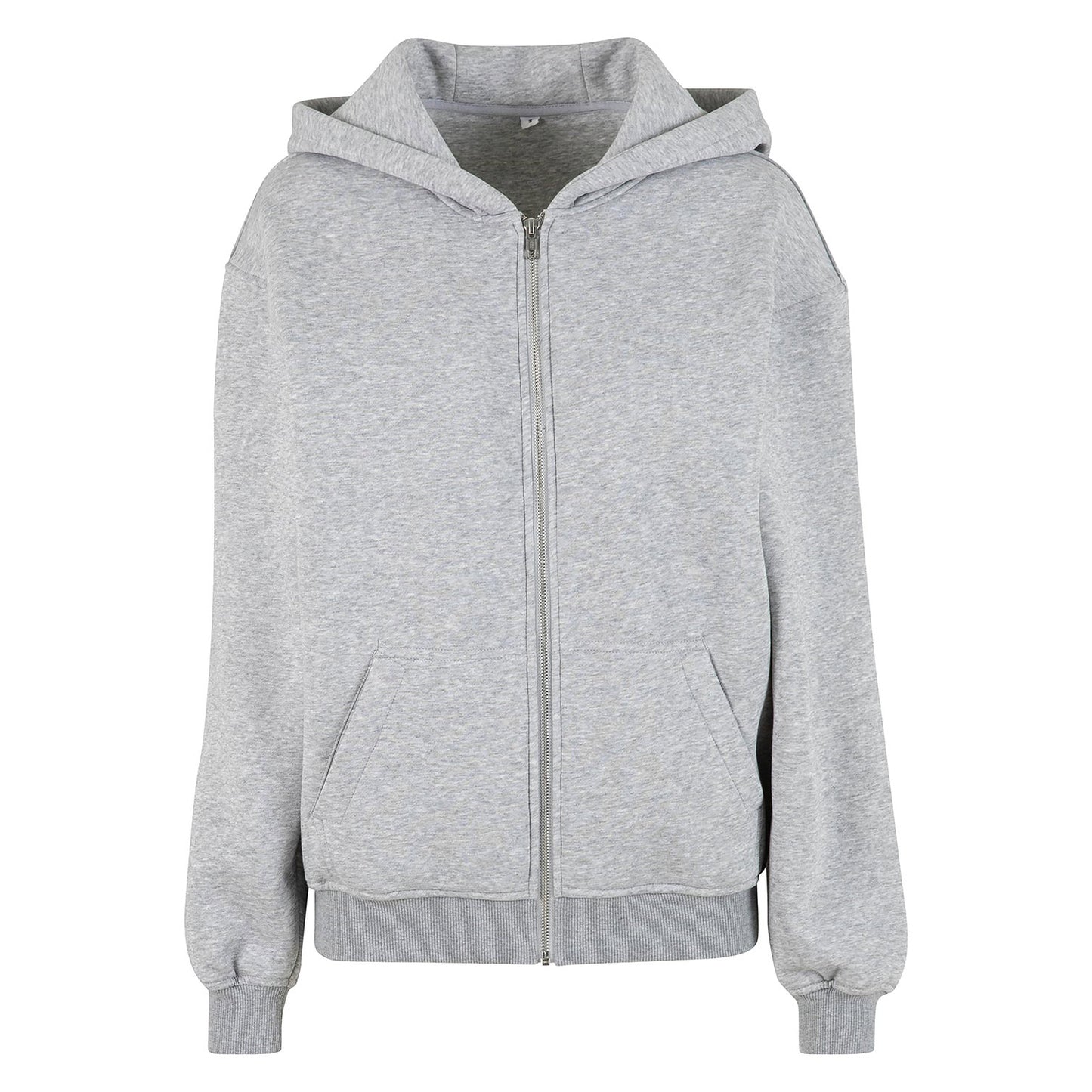 Heather Grey - Front - Build Your Brand Womens-Ladies Loose Fit Full Zip Hoodie