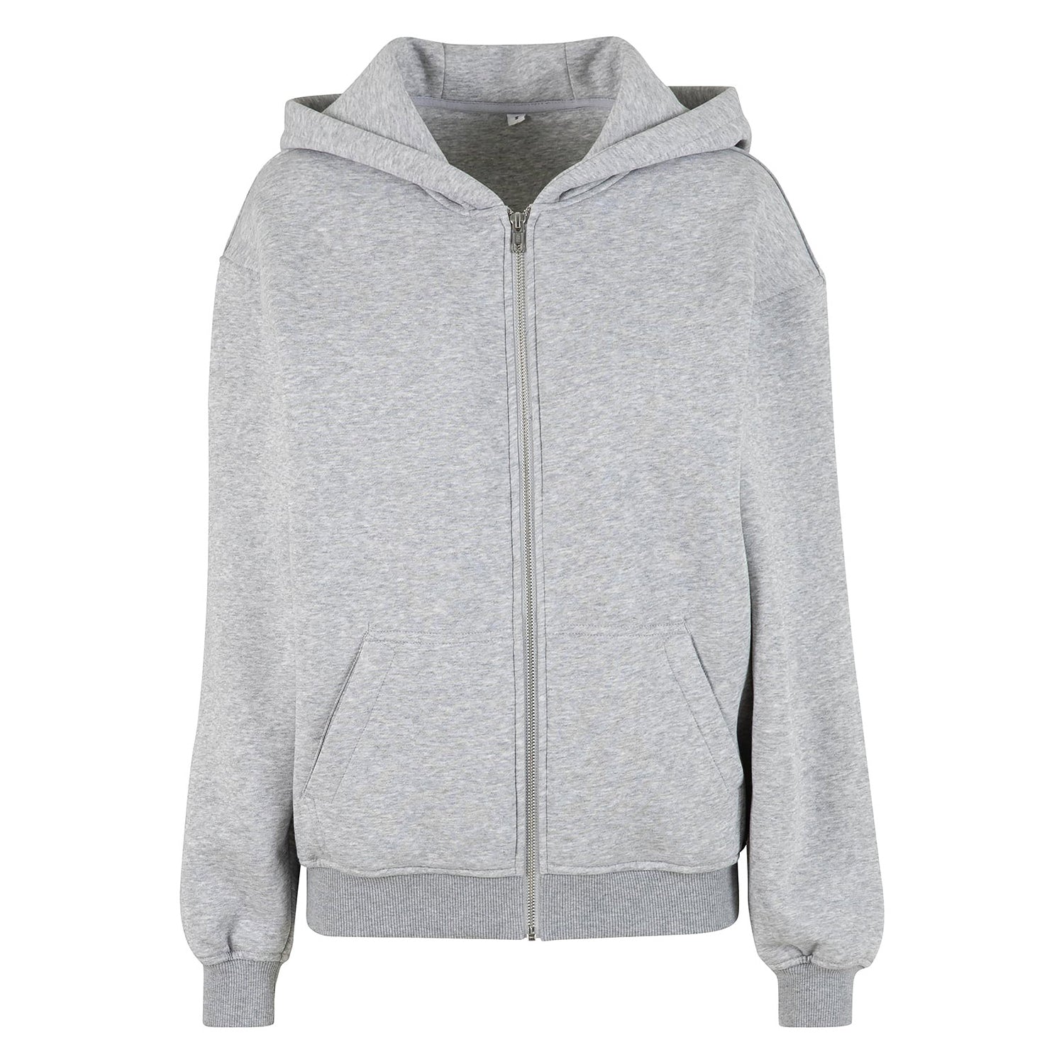 Heather Grey - Front - Build Your Brand Womens-Ladies Loose Fit Full Zip Hoodie