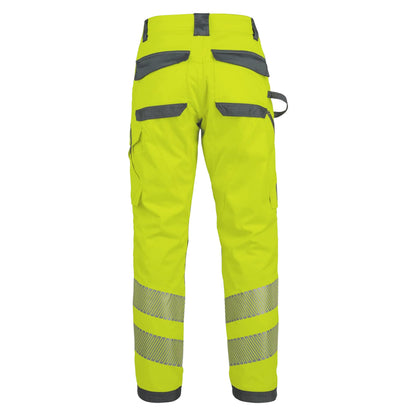 Fluorescent Yellow - Back - Result Safe-Guard Mens Dynamic Stretch Work Trousers
