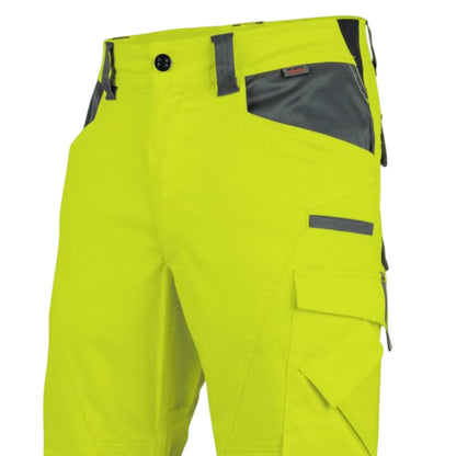 Fluorescent Yellow - Side - Result Safe-Guard Mens Dynamic Stretch Work Trousers
