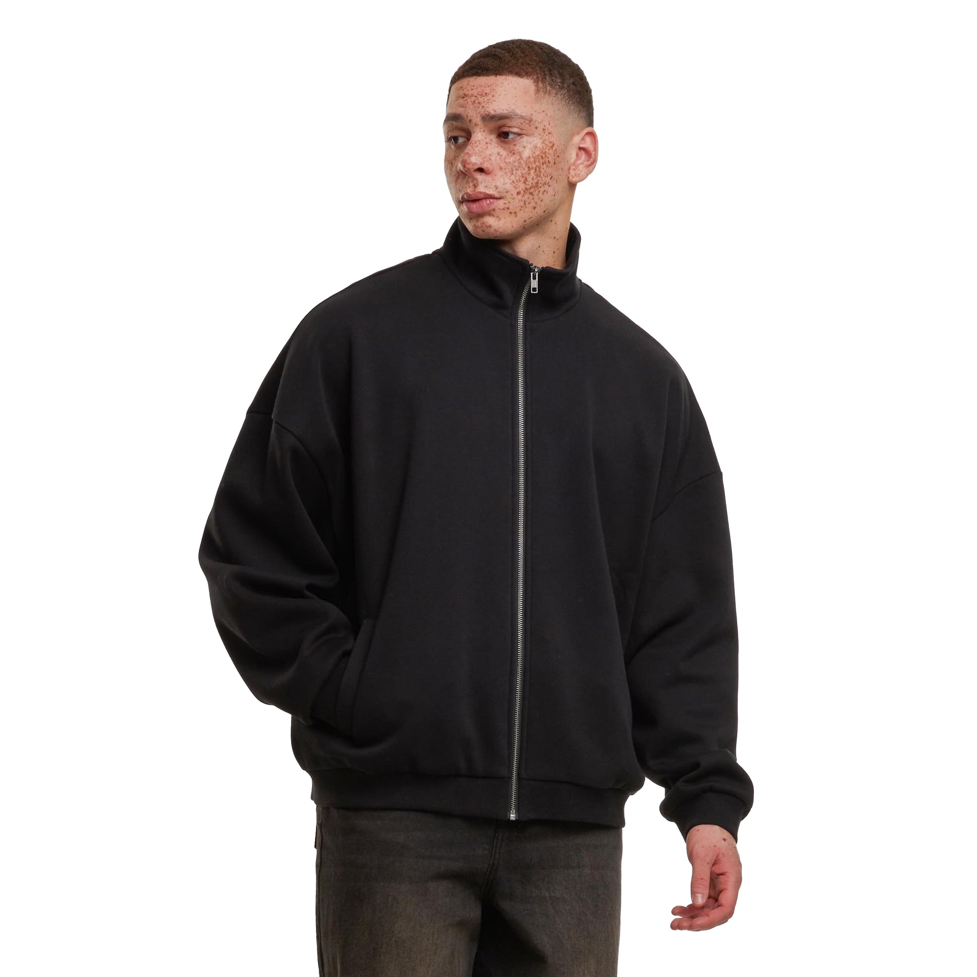 Black - Lifestyle - Build Your Brand Mens Oversized Jacket