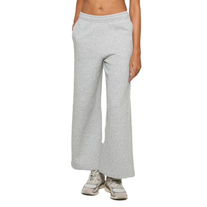 Heather Grey - Side - Build Your Brand Womens-Ladies Wide Leg Sweatpants